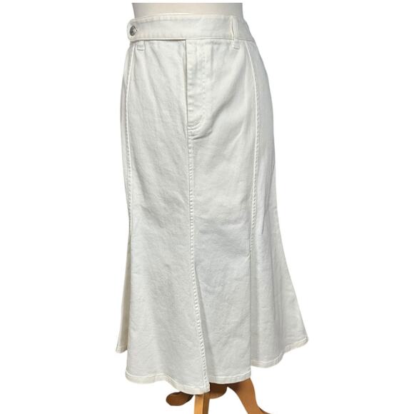Vintage Lauren Ralph Lauren NWT White Denim Skirt Midi Length SZ 14 NWT Flare - Picture 10 of 10